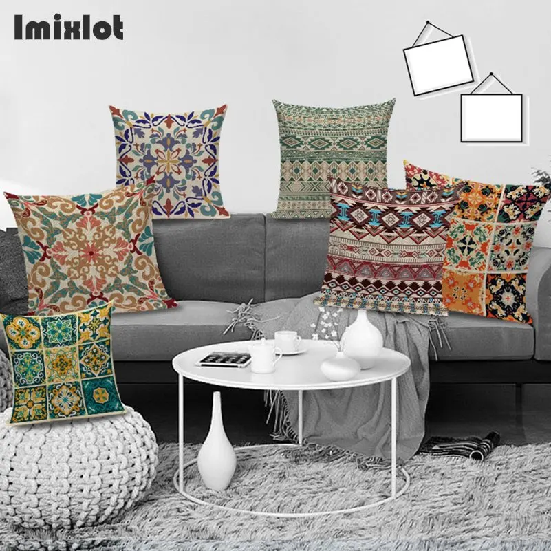 Cotton Linen Cushion Covers Bohemia Sofa Waist Pillow Pillowcase Home Decor Car Office Decorative Throw Pillow Case Pillowcover