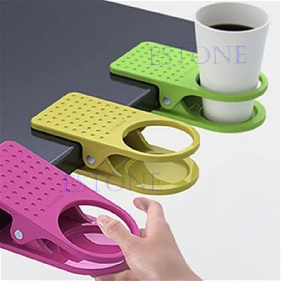 

HOT! New Clip Desk Table Home Office Use Coffee Drink Cup Holder