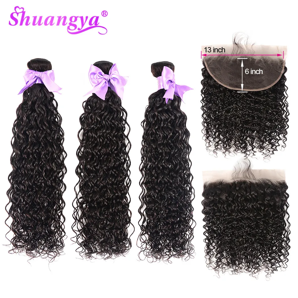 

Water Wave Bundles With Frontal 13x6 Lace Frontal Closure With Bundles Malaysian Hair Bundles With Frontal Remy Shuangya hair