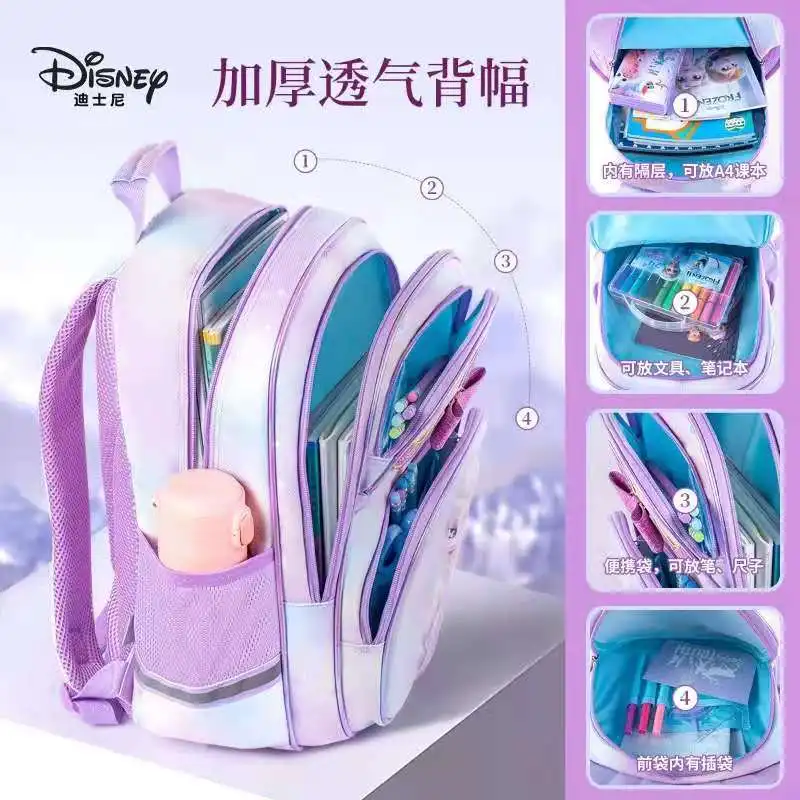 2021 Disney Frozen School Bags For Girls Primary Student Shoulder Orthopedic Backpack Elsa Anna Grade 1-4 Kids Gifts Mochilas