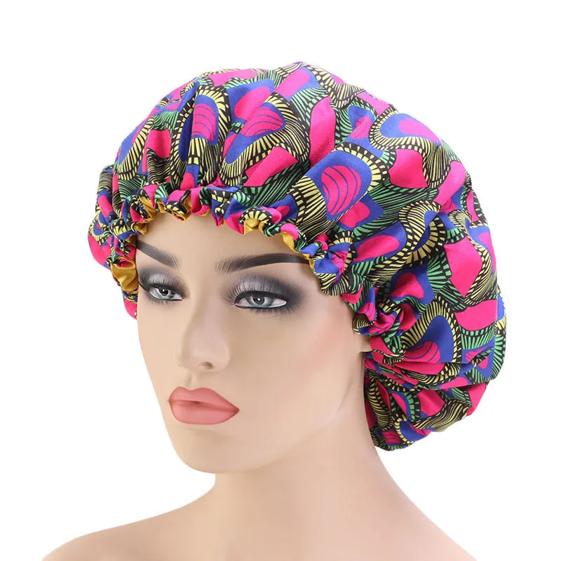 Новая очень большая шапочка для сна, головной убор с принтом в африканском стиле, Атласная шапочка для сна, ночная шапочка для сна женский тюрбан
