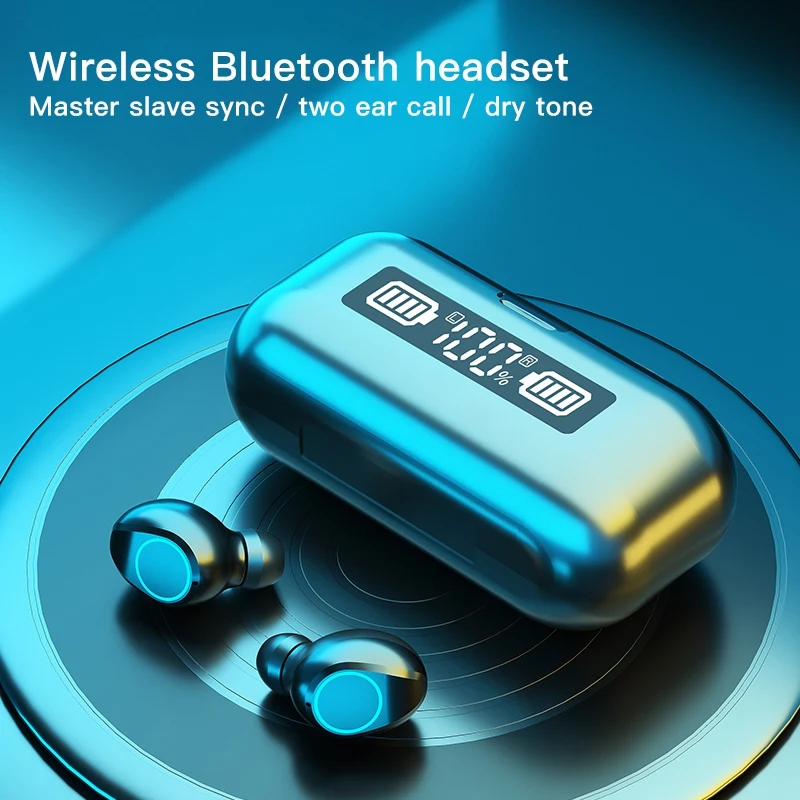 F9 46 LED Wireless Headphones Bluetooth Earphones V5 1 Earbuds TWS Press Control Sport Headset Noise Cancel Earphone