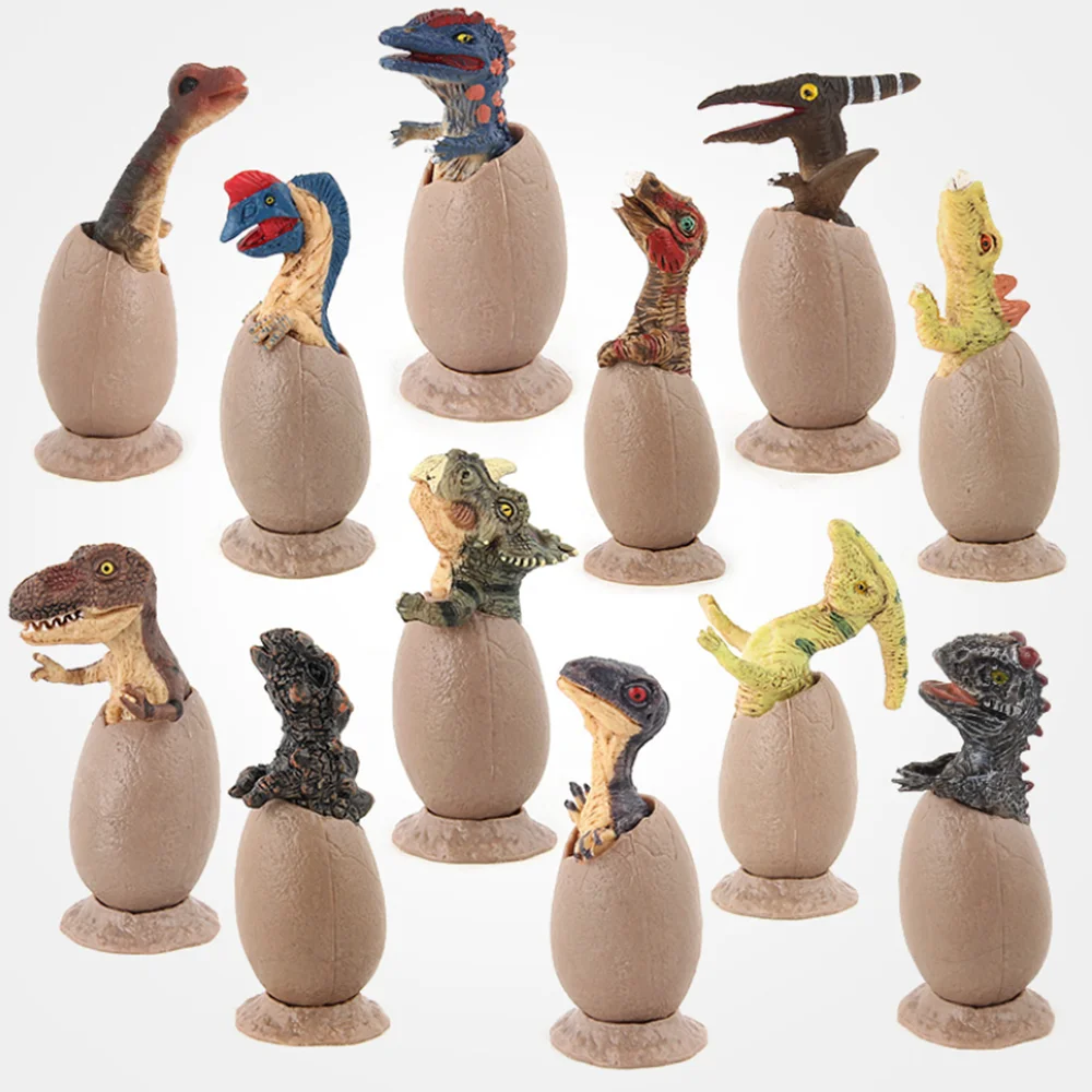 

12Pcs Dinosaur Eggs Trex Carnotaurus Velociraptor Animal Model Kid Collector Decor Dolls Toys For Collection Adult Gifts