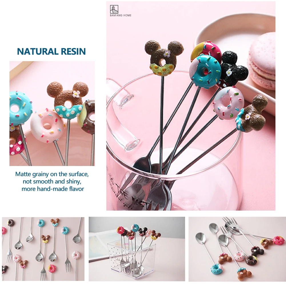 Cutlery Set Stainless Steel Cutlery Set Stainless Steel Doughnut Spoon Fork Cake Coffee Dessert Tea Ice Cream Stirring Spoon