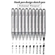 10 размеров наконечников Neelde кисть для рисования; ручка, водостойкая, пигмент, тонкая линия, эскиз, маркеры, ручка для письма, ручная краска, аниме, товары для рукоделия