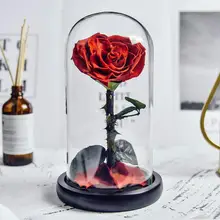 Valentine zachowana róża w szklanej kopule róża wieczna ślubny kwiat piękna i bestia wieczna miłość świąteczne prezenty dla kobiet tanie tanio AINYROSE CN (pochodzenie) eternal roses Sztuczne kwiaty Różany Główka kwiata Walentynki Z żywicy Real rose flower Eternal Rose With Glass Dome