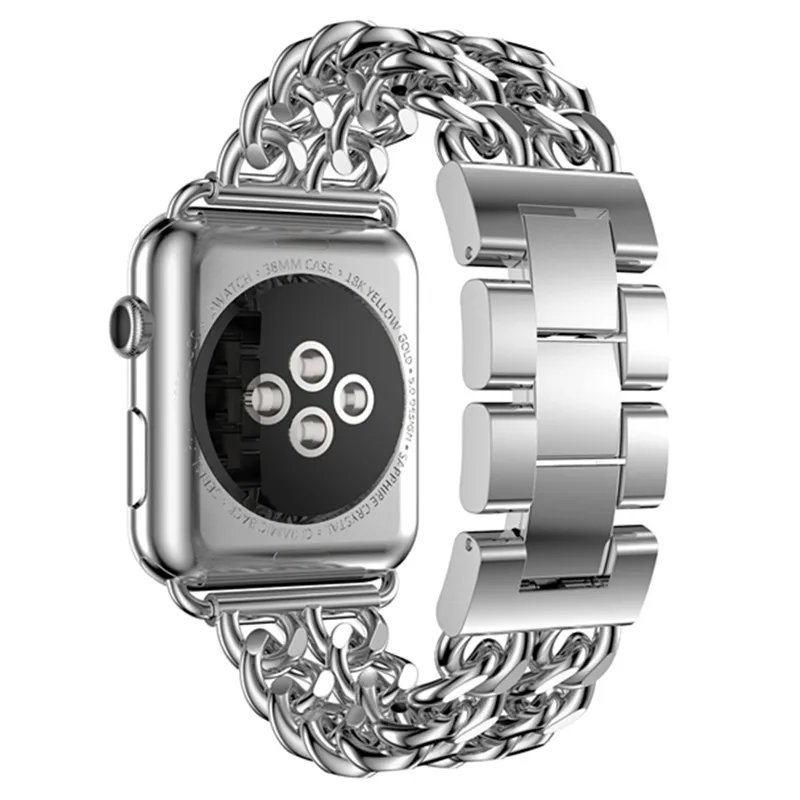 Ремешок из нержавеющей стали для Apple Watch 4 полосы 42 мм 44 мм металлические ковбойские звенья браслет для iWatch Новые Apple Watch 12 3 40 мм 38 мм