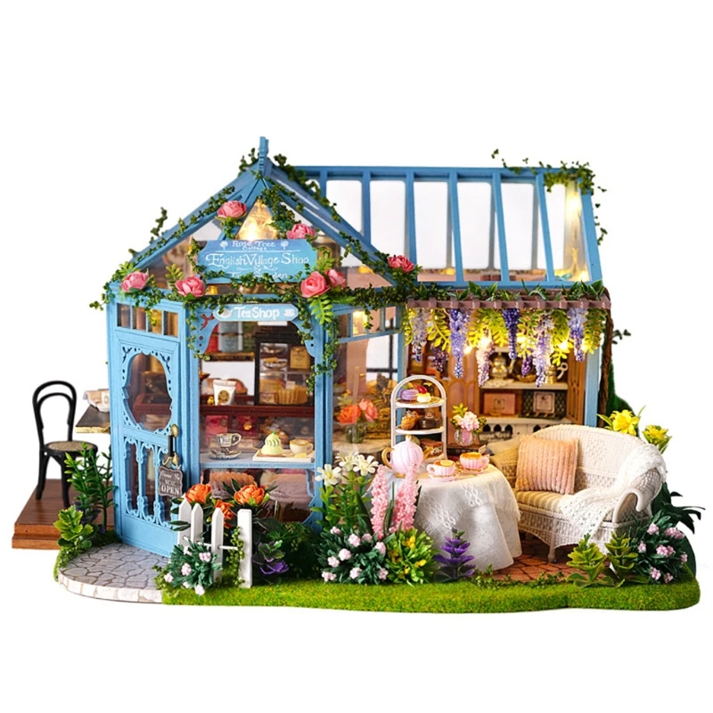 Dollhouse Miniature with Furniture, DIY Wooden Dollhouse Kit Plus Dust Proof & Music Box , 1:25 Tiny House Building Kit 1 Dollhouse Miniature with Furniture, DIY Wooden Dollhouse Kit Plus Dust Proof & Music Box , 1:25 Tiny House Building Kit 1