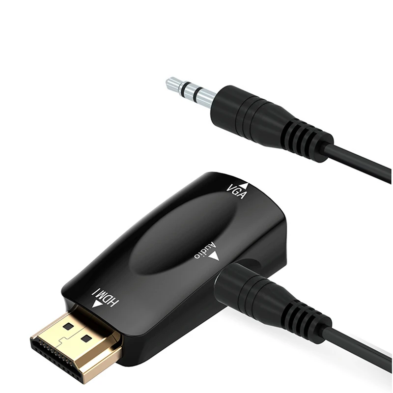 HDMI-compatible to VGA Cable Converter Male To Famale Adapter 3.5 mm Jack Audio HD 1080P For PC Laptop Tablet | Электроника