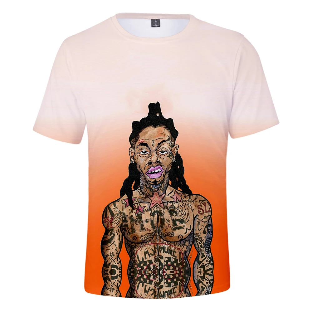 Lil Wayne футболка 3D для мужчин и женщин футболка Lil Wayne с короткими рукавами для мальчиков и девочек Летняя дышащая Футболка Топ в простом стиле