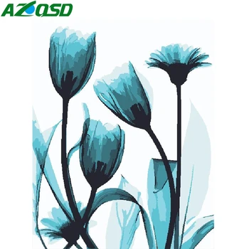 

AZQSD Unframe Painting By Number Tulip Canvas Kits Abstract Art Acrylic Paint Coloring By Numbers Flowers Decor For Home