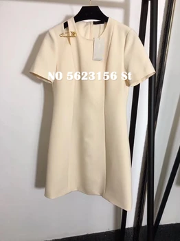 

Office Lady A-Line solid dresses short hollow out empire mini dress fashion summer runway women clothes 2020