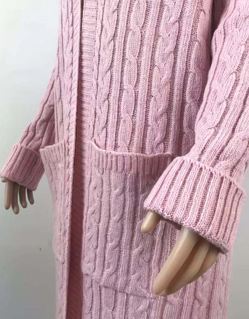 Осенне-зимний свитер женский длинный рукав кардиганы пальто открытый стежок длинный свитер плюс размер одежда