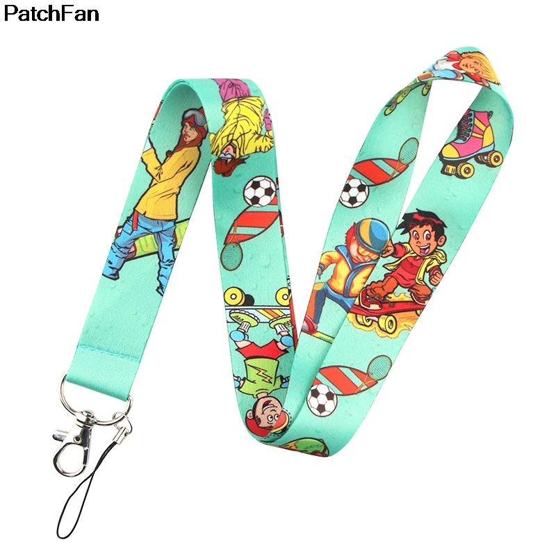 Patchfan в спортивном стиле Мультяшные шнурки шеи ремешки для телефонов, ключей шарик держатели идентификационных карт брелок лямки A2513
