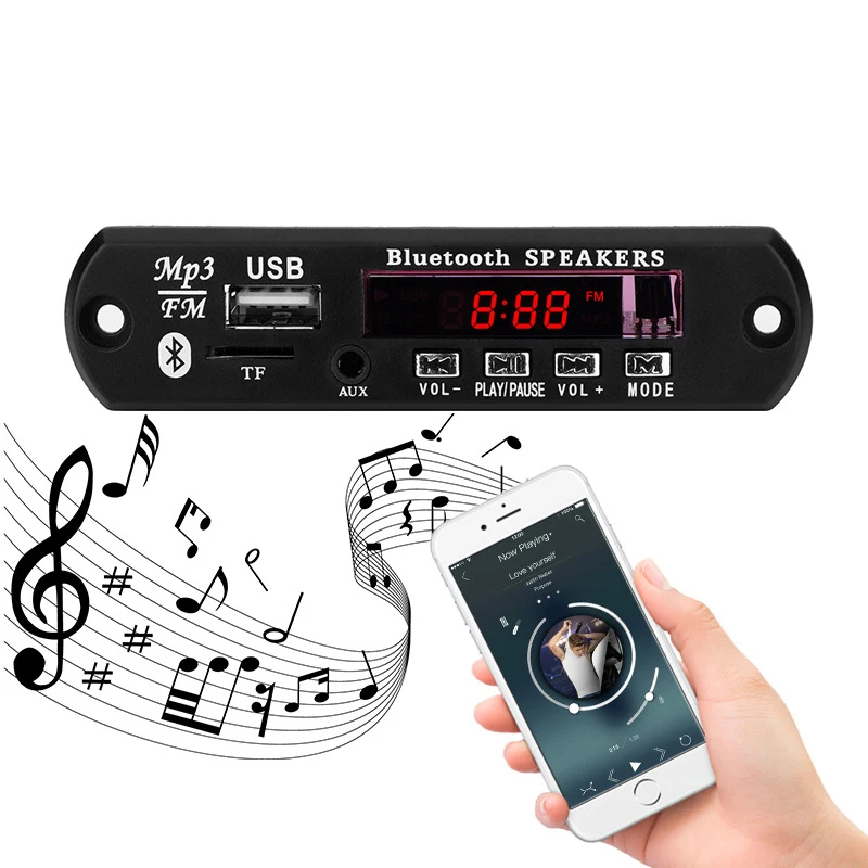 

MP3 Wireless Bluetooth Car Audio Receiver Decoder Module USB 3.5 mm AUX TF FM Radio Player Music MP3 WMA 5V 12V Decoders Board