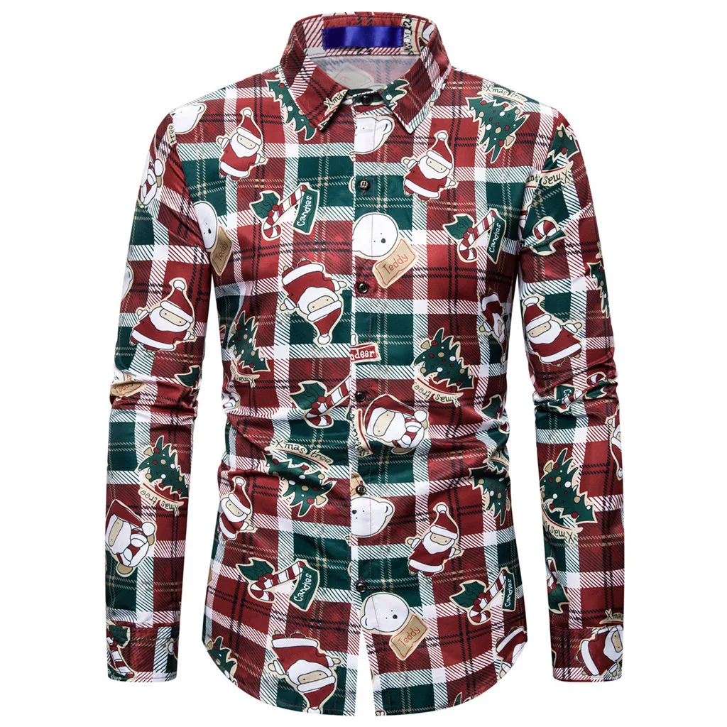 Красный Мужская рубашка chemise homme moda masculina осень зима Свободная Повседневная Рождественская тонкая рубашка с длинными рукавами Топ Блузка для женщин - Цвет: Красный