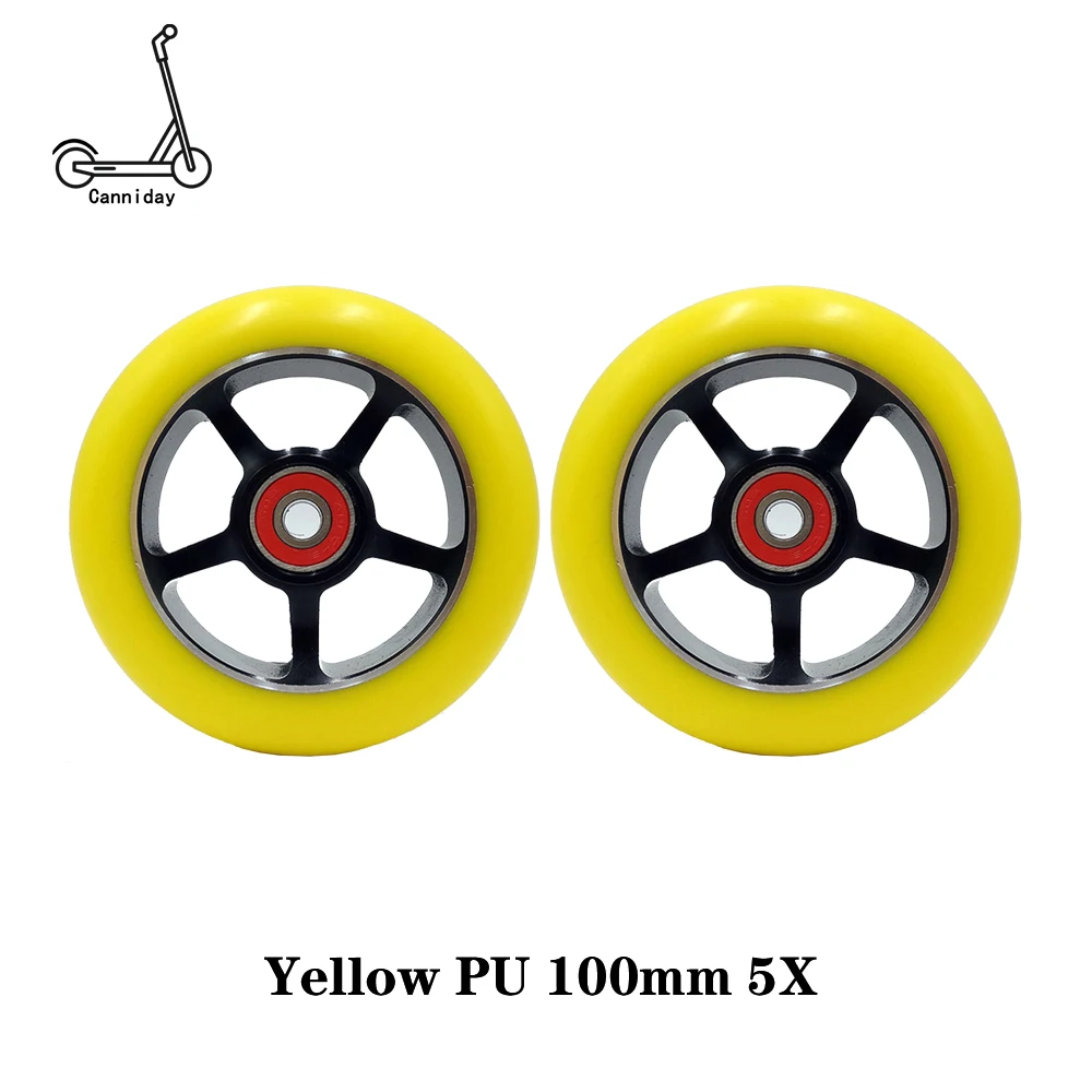2PCS Freestyle Stunt Scooter 100mm Wheels With High Elastic Wear-resisting PU Alloy Core ABEC-9 bearings 88A Roller Ski Wheels