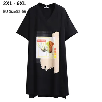 

Plus Size 6XL 5XL 4XL 3XL 2XL Women Summer Short Sleeves T Shirt Dresses Femme Elegant Black Cotton Top Slim Dress Casual Womens