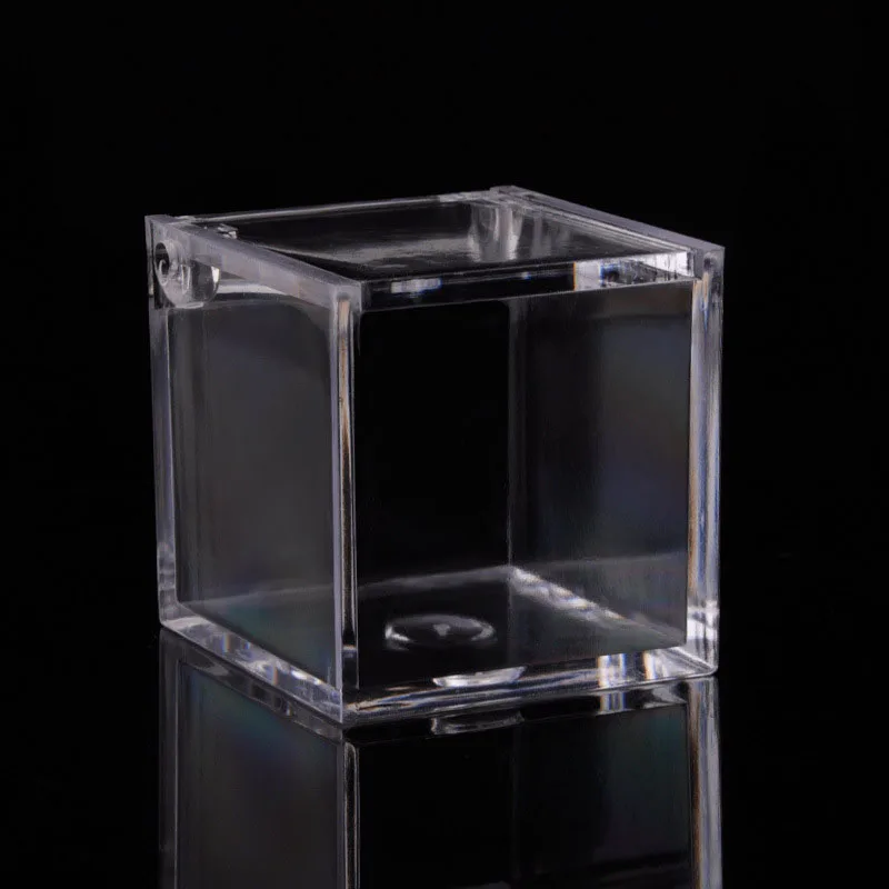 

12 Pieces 4.5x4.5cm Creative Square Flip Cookies Snack Storage Transparent Plastic Candy Box Gift Boxes Bags