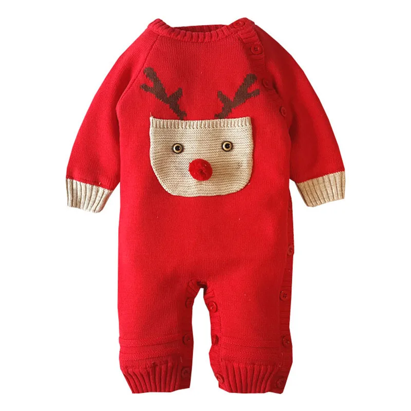 Комбинезон детский зимний комбинезон теплый флисовый комбинезон зимняя одежда для новорожденных Одежда для новорожденных Вязаный комбинезон новогодний наряд - Цвет: 561 red