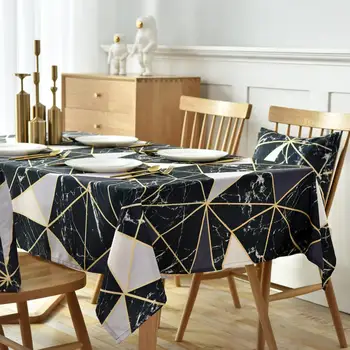 

Tablecloth Oil-proof Black Printing Cotton Outdoor Rectangular Table Cover Tea Table Cloth Decoration ZB-JD002#40