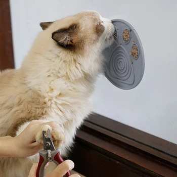 

Grooming With Suction Cup Soft Silicone Easy Clean Dog Lick Mat Shower Wall Mounted Round Slow Feeder Distraction Device Cat