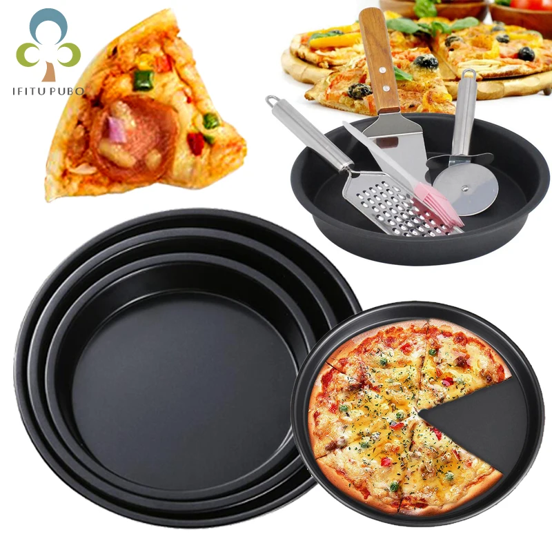 Non-Stick Pizza Pan Single Wheel Cut Bakeware Plate Round Deep Dish Pan Tray Mold Baking Tools