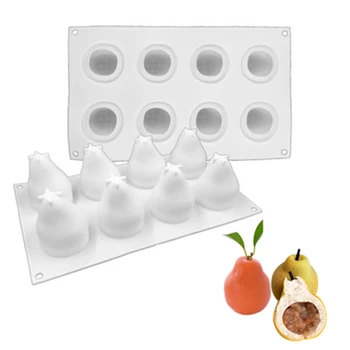 

8 Stereo Pear French Italian Sandwich Fruit Mousse Cake Silicone Mold Models DIY Hurricane Baking Utensils Dessert Silicone Mold