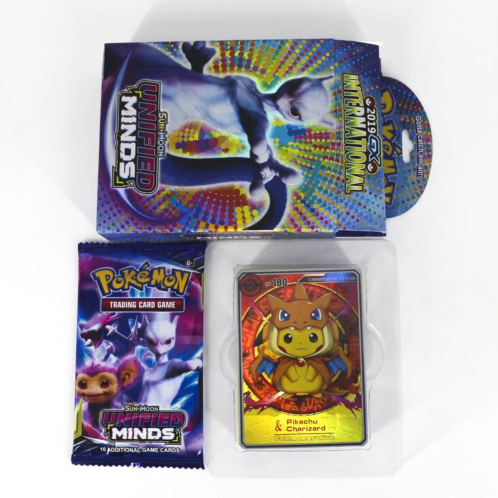 TAKARA TOMY Pokemon Cards SUN& MOON UNIFIED MINDS настольная игра флэш-карта 48 шт. боевые игрушки блестящая коробка для детей
