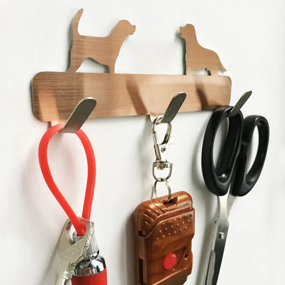 Бесшовные вешалки в форме собаки, домашняя дверь, задняя ванная комната, органайзер из нержавеющей стали, самоклеющиеся, без следа, водонепроницаемый настенный крючок