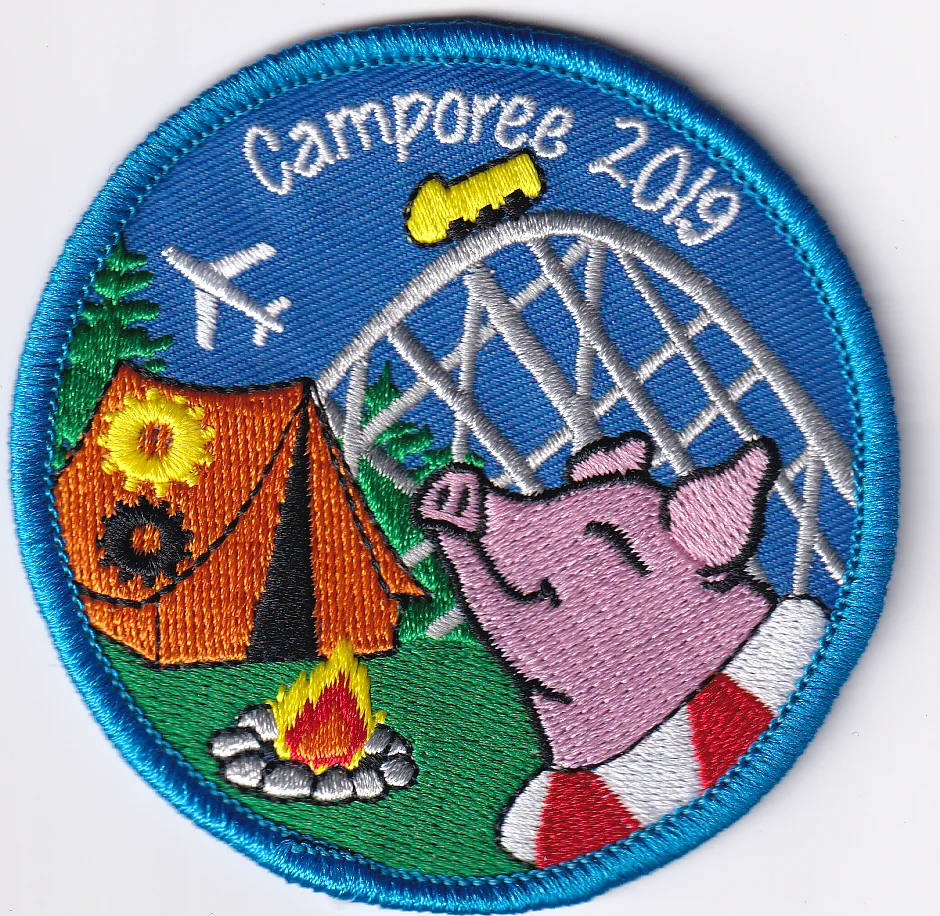 

Embroidery badge patch personalized customization display:happy pin in camping