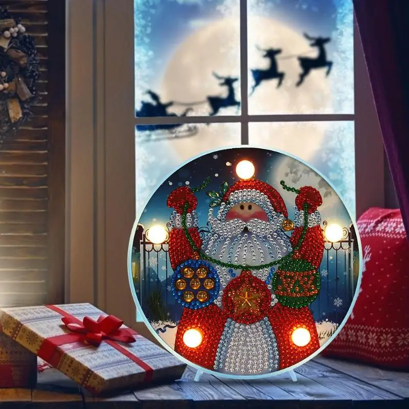 DIY светодиодный в особой форме рождественский стиль полный Dril Алмазная картина вышивка ночной Светильник стол Спальня домашнее декоративное ночное освещение