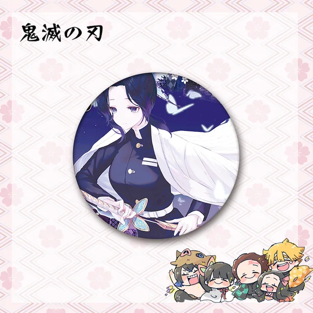 New Anime Demon Slayer 58mm Anime Tinplate Nezuko Tanjirou Butterfly Bear Badge Ornament Backpacks Bag Badges Button Brooch Pins Style-26
