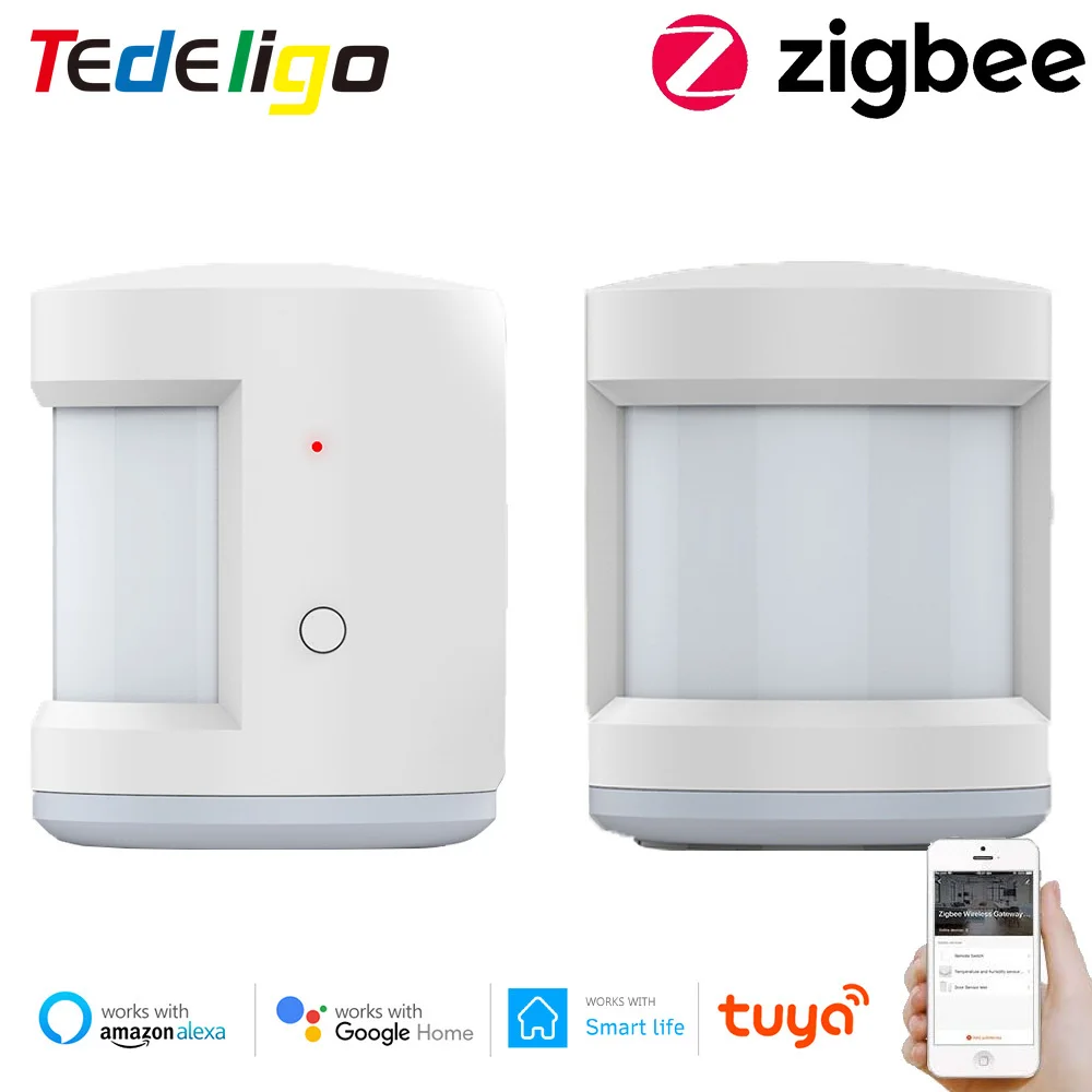 Tuya vida inteligente Sensor de alarma Zigbee Sensor de movimiento humano PIR Detector de Control inalámbrico trabajar con entrada de Google Alexa eco