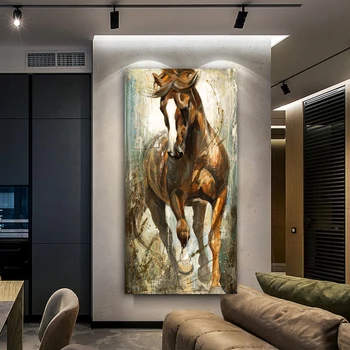 

WANGART Larger size Running Horse Oil Paintings Wall Art Animal Posters Wall Picture For Living Room Home Decor