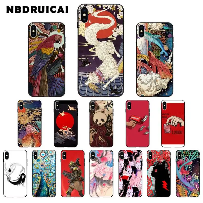 

NBDRUICAI Fox Koi Anime Luxury Embossed Frosted Retro Phone Case Cover for iPhone 11 pro XS MAX 8 7 6 6S Plus X 5 5S SE XR case