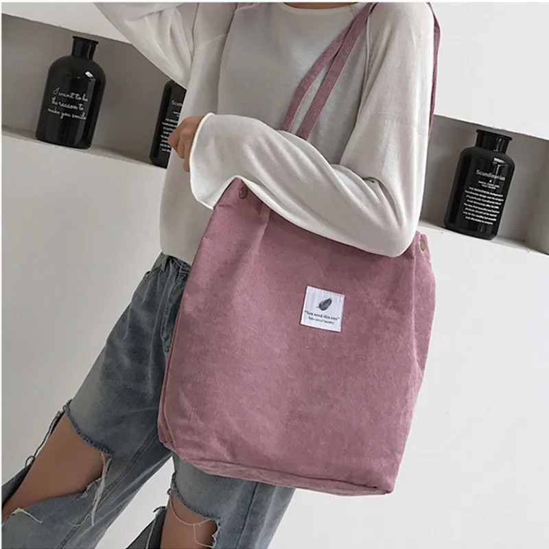 

Korean-style Trend Oblique Bag Student Corduroy Snap Fastener Literature And Art Versatile Large Capacity Shoulder Bag