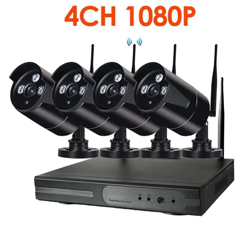 4CH 1080P WIFI KIT Plug and Play 8CH 1080P HD Беспроводной NVR комплект P2P 1080P Крытый Открытый ИК ночного видения безопасности 2.0MP IP камера wifi CCTV система - Цвет: 4CH 1080P WIFI KIT