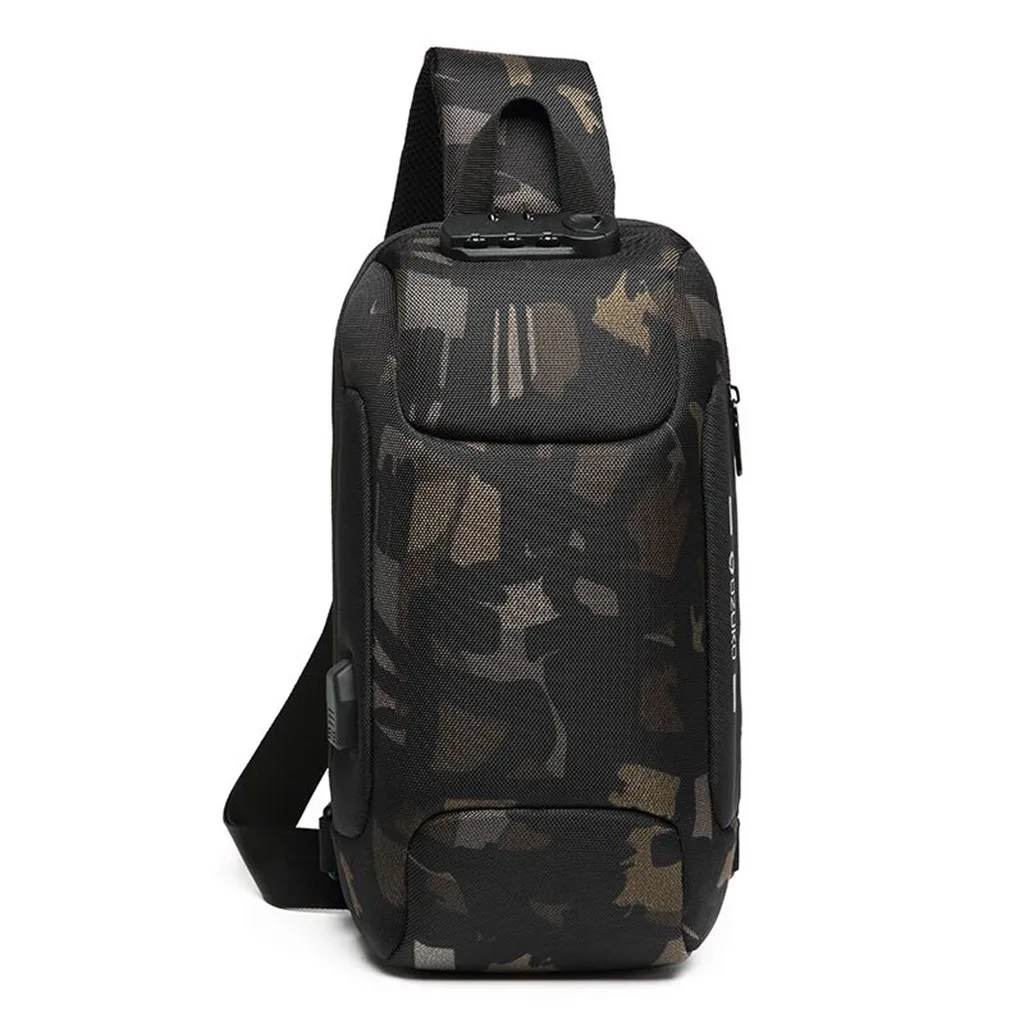 

OZUKO Men's Multi-function Messenger Bag Anti-theft Waterproof Travel Chest Bag High Quality Retro men Shoulder Bags#45