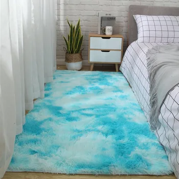 

Luxury Rectangle Soft Fluffy Carpets Area Rug Blue Carpet 3cm Long Hair Solid Mat Home Decor Corridor Kids Room Decor