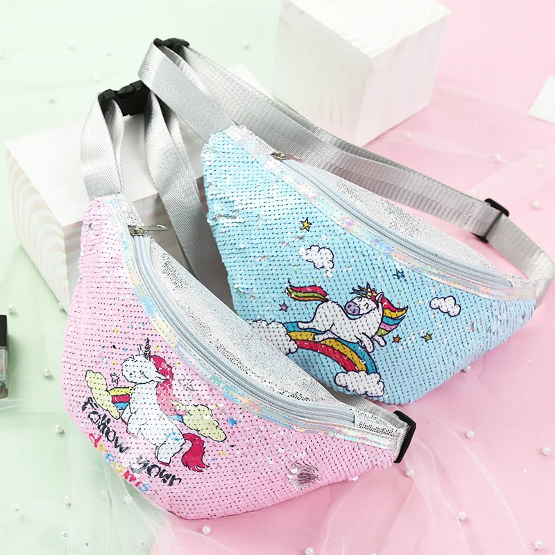 

Unicorn Wallet Students Cartoon Sequin Sports Waist Pack Mermaid Fashionable Cosmetic Bag