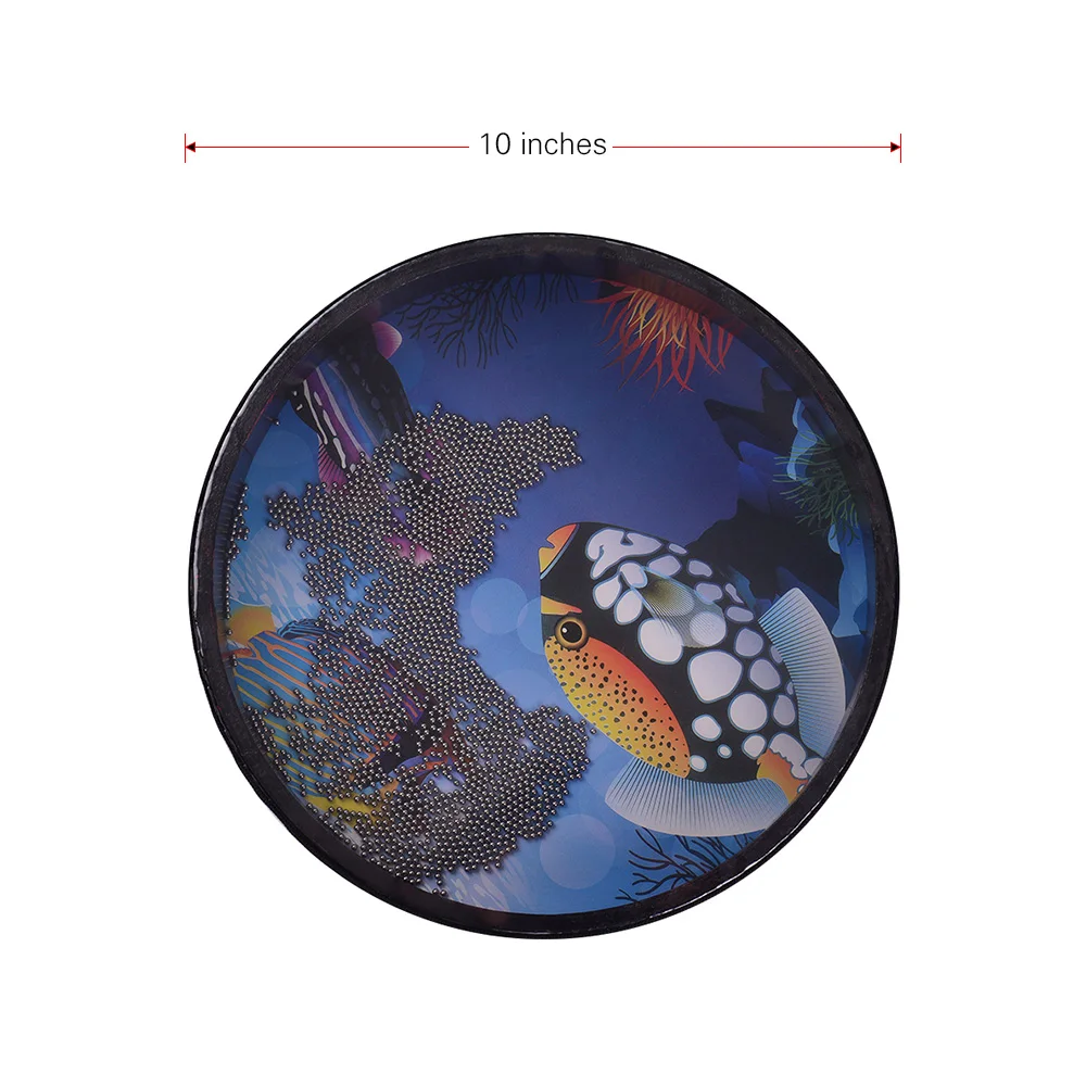 8/10inch Hand Drum Solid Wooden Ocean Drum Sea Wave Frame Gentle Sea Wave Sound Musical Toy Three Types
