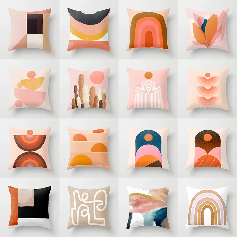 

Yaapeet 1pc Abstract Cushion Cover Polyester Floral Printed Throw Pillow Case Sun Pattern 45x45CM Cushion Decorative for Sofa