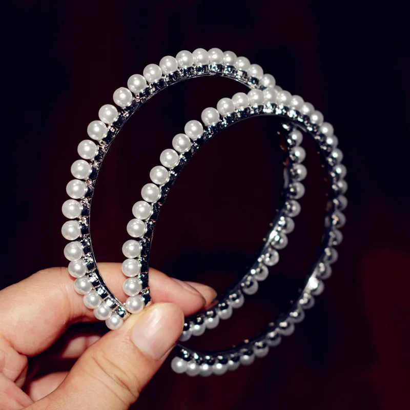 Pearls-silver 8.8cm Модные трендовые Потрясающие стеклянные стразы серьги-кольца с драгоценными камнями для женщин ювелирные изделия Модные массивные Серьги Аксессуары Горячая Распродажа - Окраска металла: Pearls-silver 8.8cm