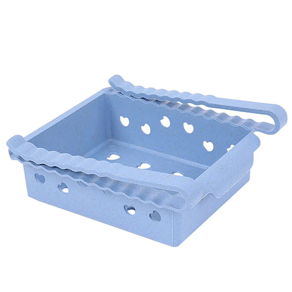 Кухонный стеллаж для хранения Регулируемый Кухонный рефрижератор шкаф для хранения полка холодильника с морозильной камерой держатель выдвижной ящик экономии пространства - Цвет: Синий