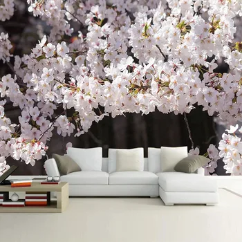 

High Quality Modern 3D Wallpaper Cherry Blossoms Beautiful Flower Mural Living Room Theme Restaurant Background 3D Wall Sticker