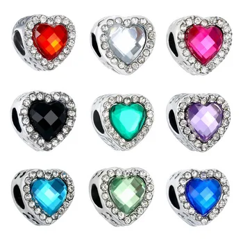 

Charm Beads Bracelet Zinc Alloy Crystal Heart Shape Classic Fit Brand Bracelets&Necklaces DIY Making Fashion Jewelry Accessories