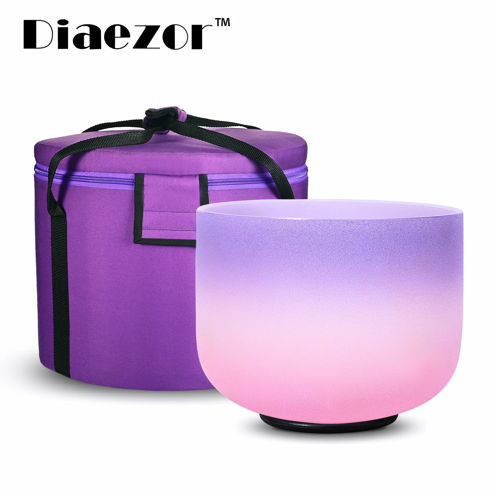 

8 Inch B Crown Chakra Rainbow Candy Colored Frosted Crystal Singing Bowl 8" B with Traveling Purple Carry Case for Meditation