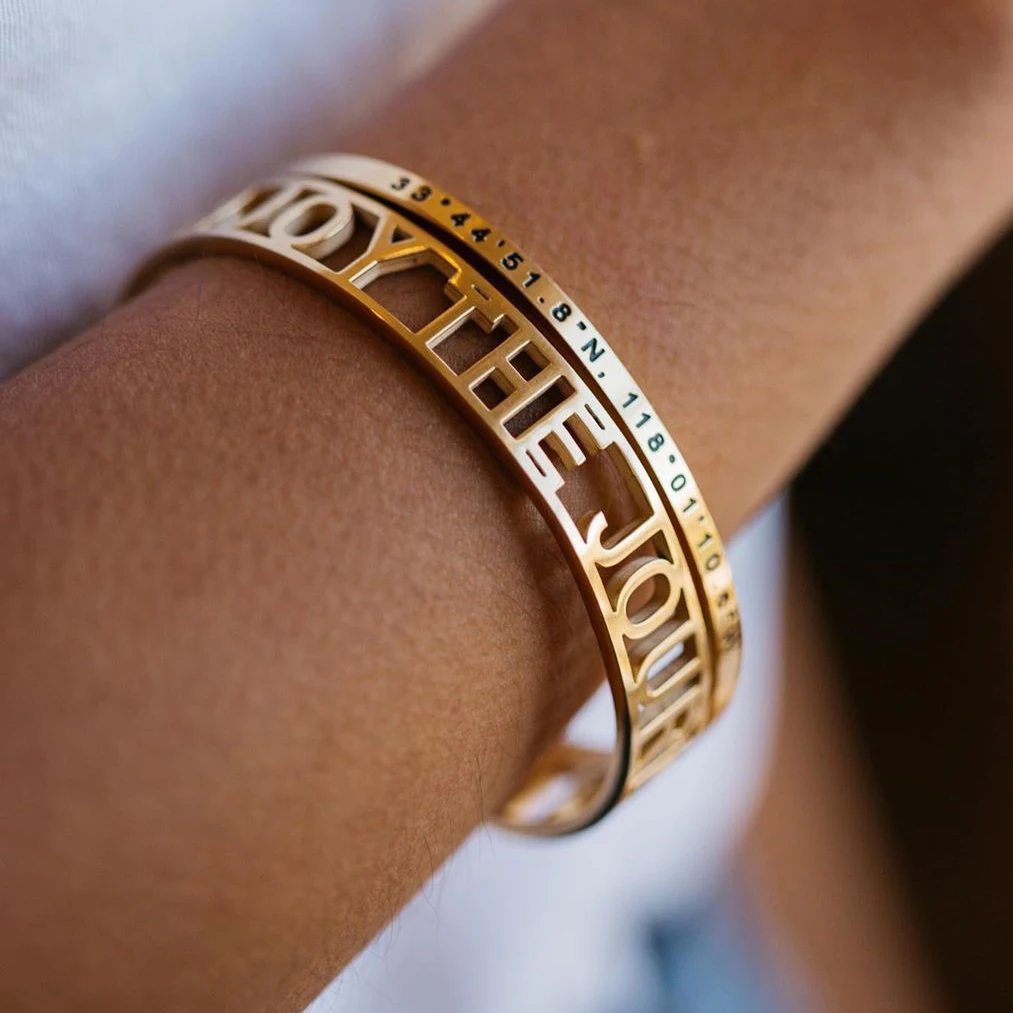Stainless Steel Mantra Cuff Bangles Engraved Positive Inspirational Words Hollow out Alphabet Letter Bangle Femme Bijoux SL-171 3