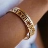 Stainless Steel Mantra Cuff Bangles Engraved Positive Inspirational Words Hollow out Alphabet Letter Bangle Femme Bijoux SL-171 3